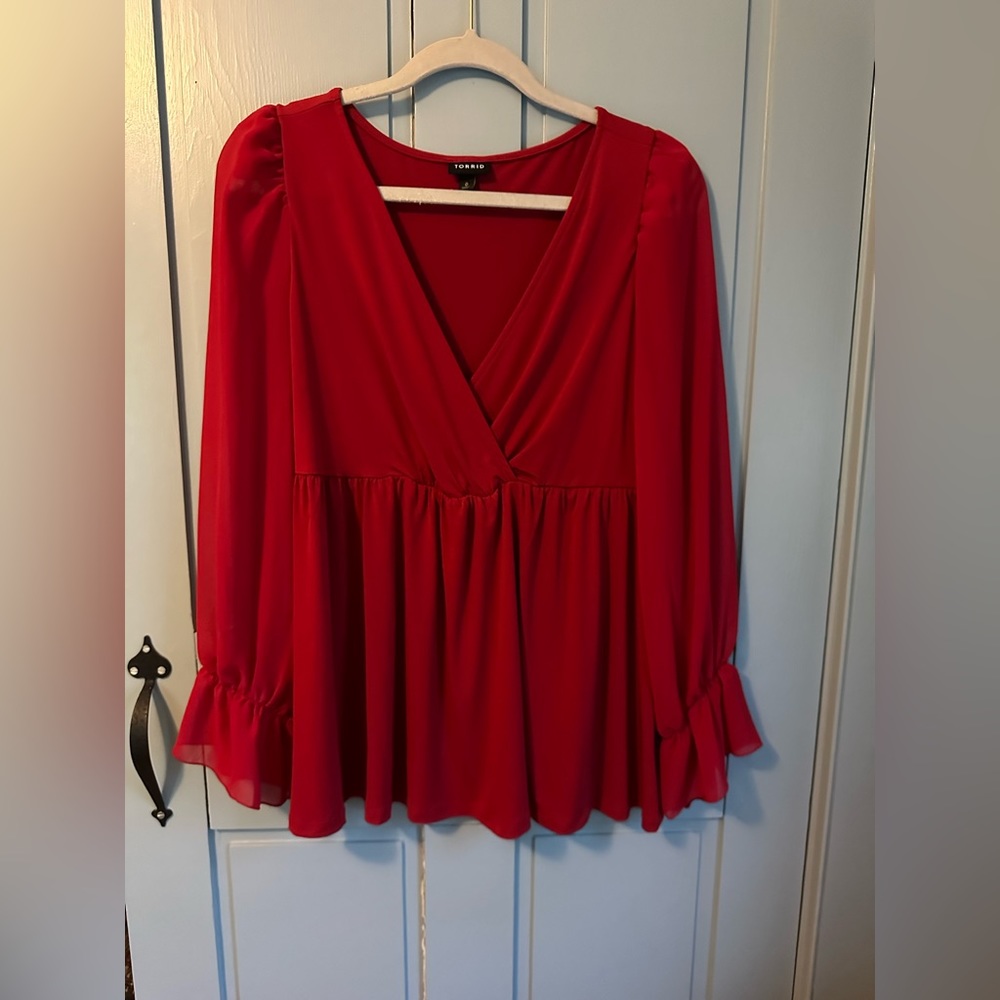 NWOT Torrid Sheer Red Blouse